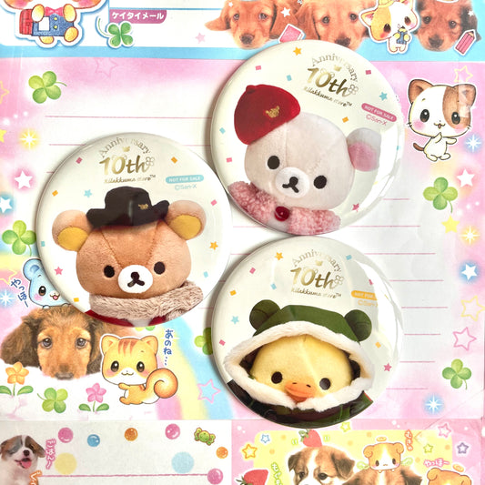 Rilakkuma 10th Anniversary Magnet Badge Set of 3