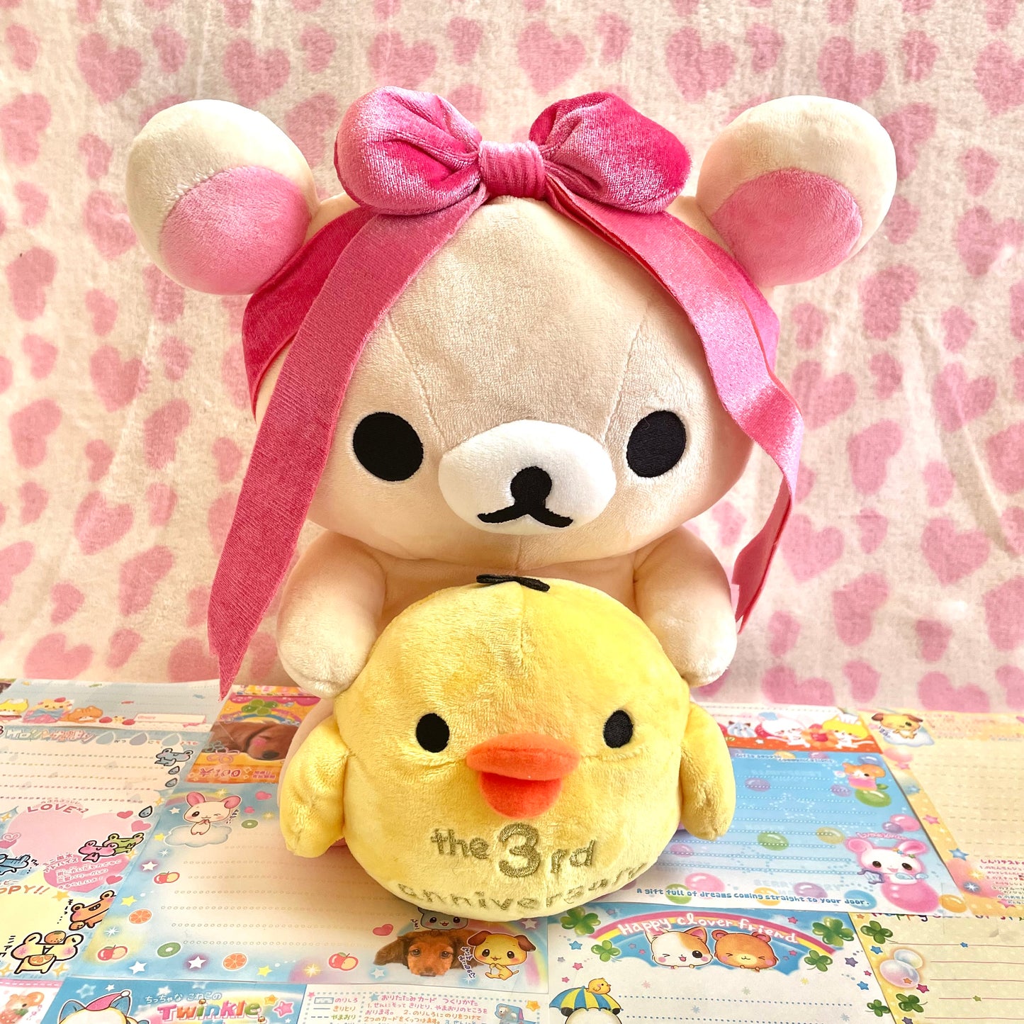 2006 Korilakkuma and Kiiroitori Medium Plush - Rilakkuma 3rd Anniversary