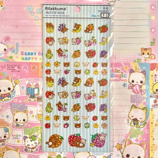 Rilakkuma Seal Market Fruit Motif Sticker Sheet