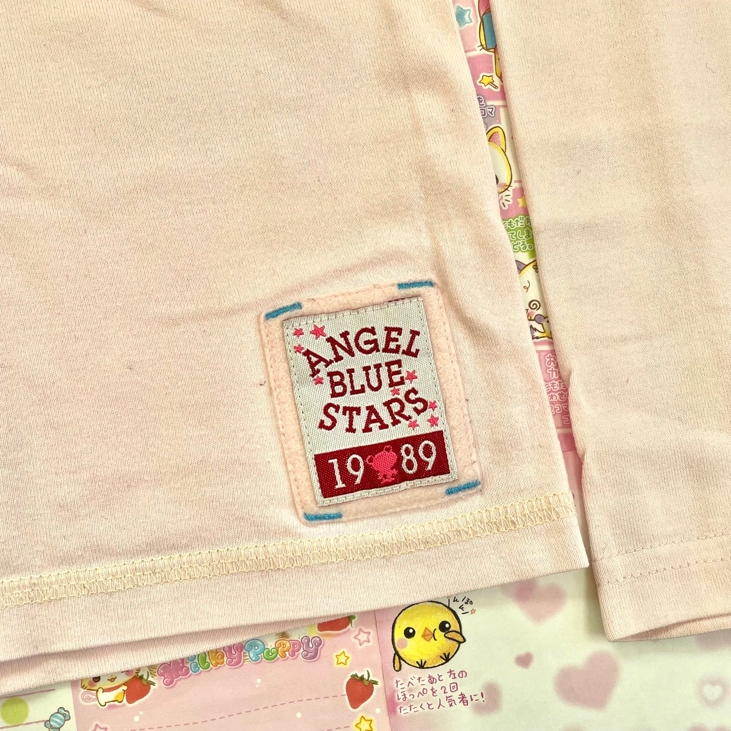 Angel♥︎Blue - Angel Blue Stars 19♥︎89 Long-sleeve Pink T-shirt