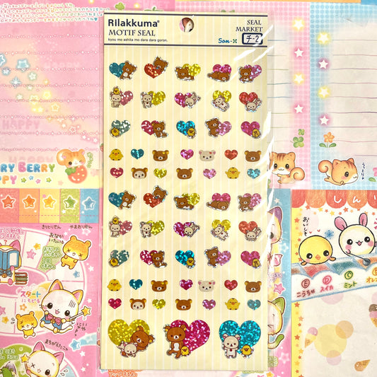 Rilakkuma Seal Market Heart Motif Sticker Sheet