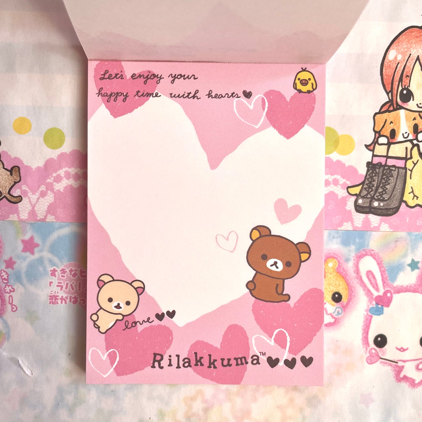 Korilakkuma Hearts Memo Pad