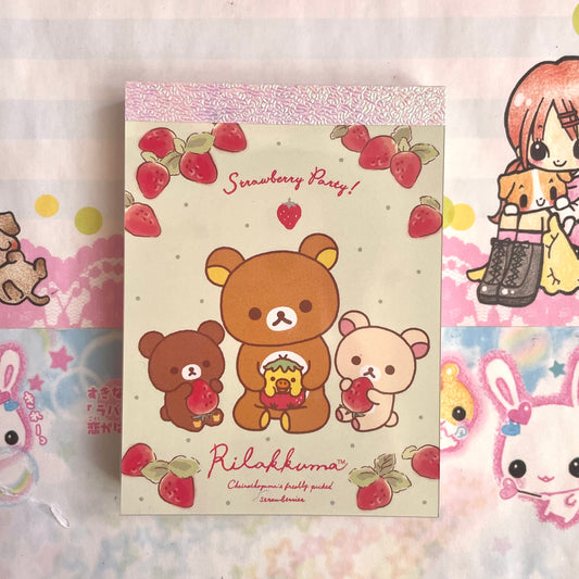 Rilakkuma Strawberry Party! Chairoikoguma Memo Pad