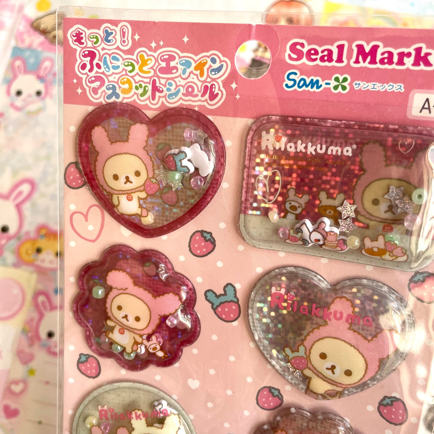 Rilakkuma 3D Shaker Strawberry Bunny Sticker Sheet