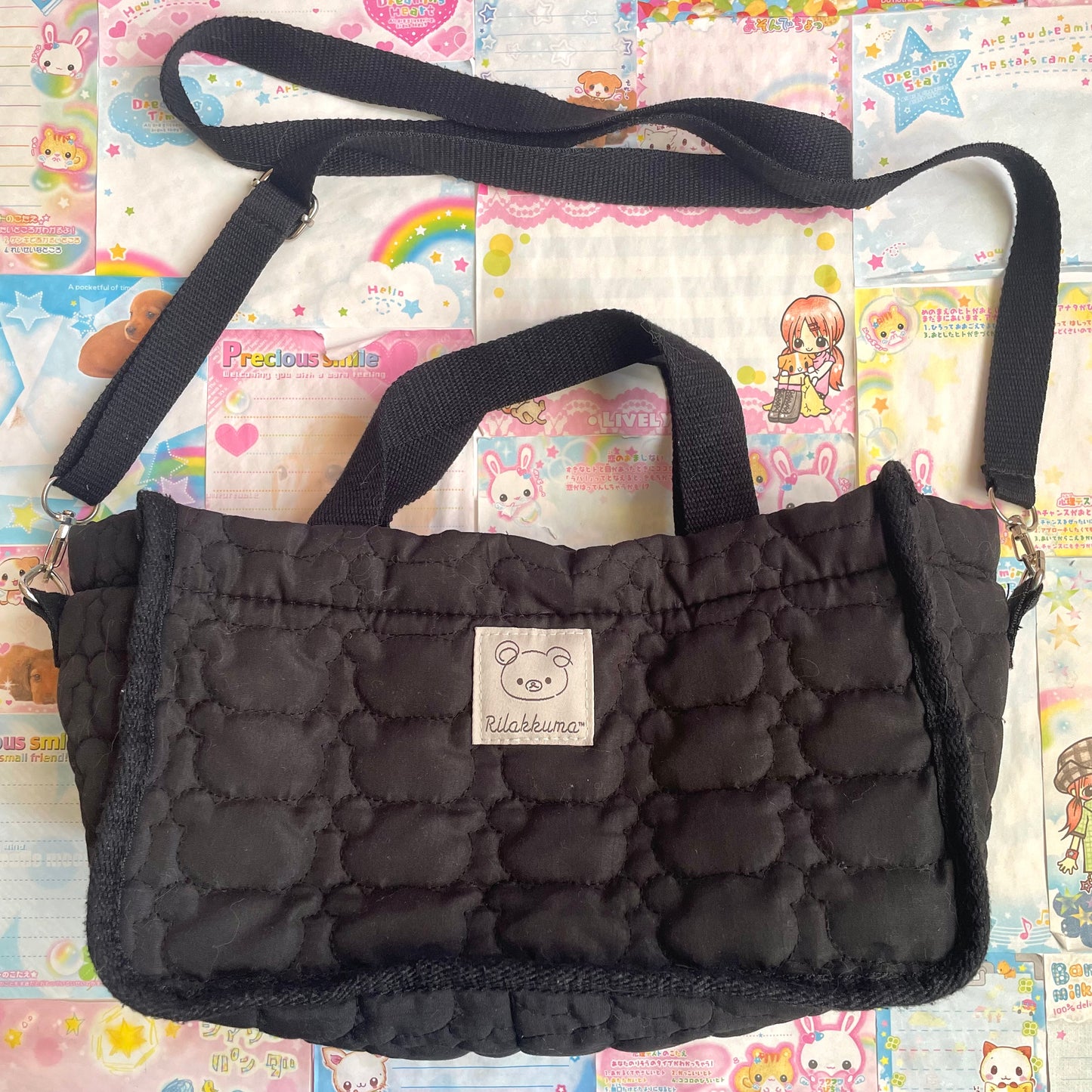 Rilakkuma Fluffy Quilted Bag BOOK BLACK ver.