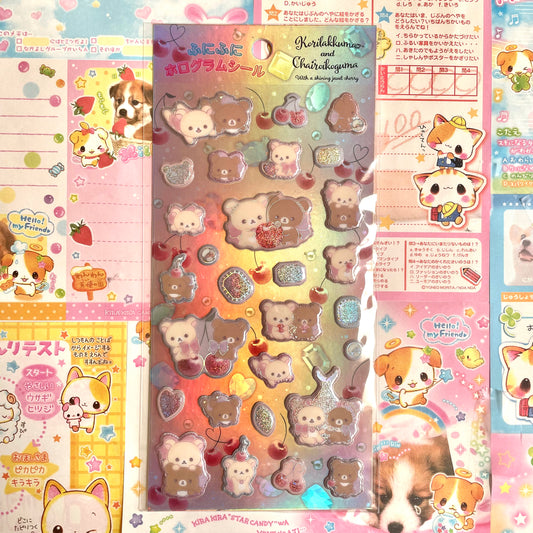 Rilakkuma and Chairoikoguma with a Shining Jewel Cherry Theme Sticker Sheet