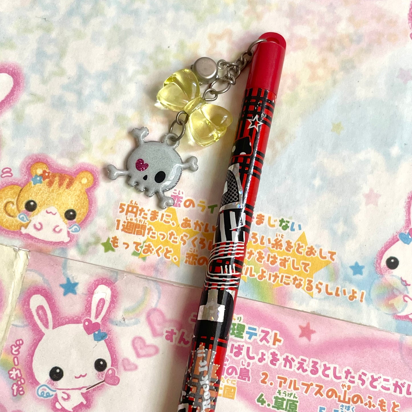 Pencil with Skull Charm