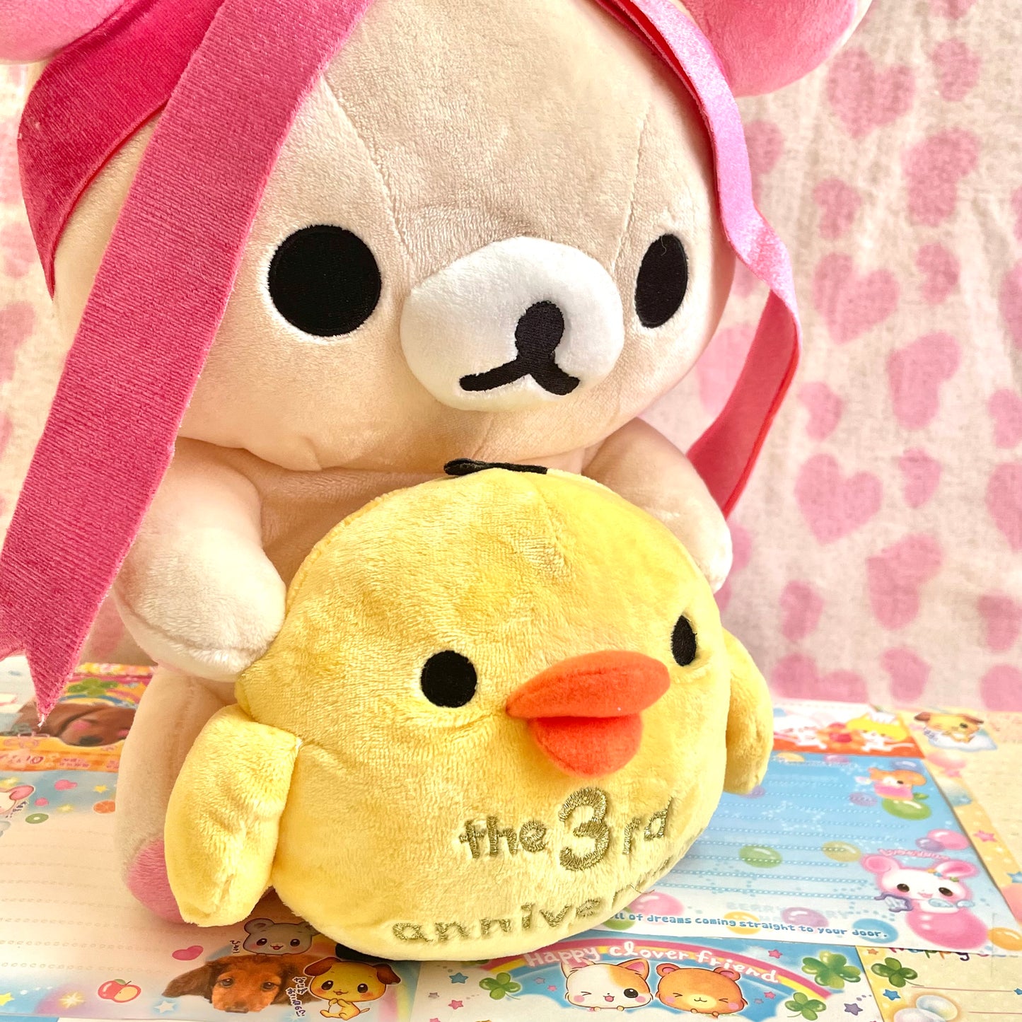 2006 Korilakkuma and Kiiroitori Medium Plush - Rilakkuma 3rd Anniversary