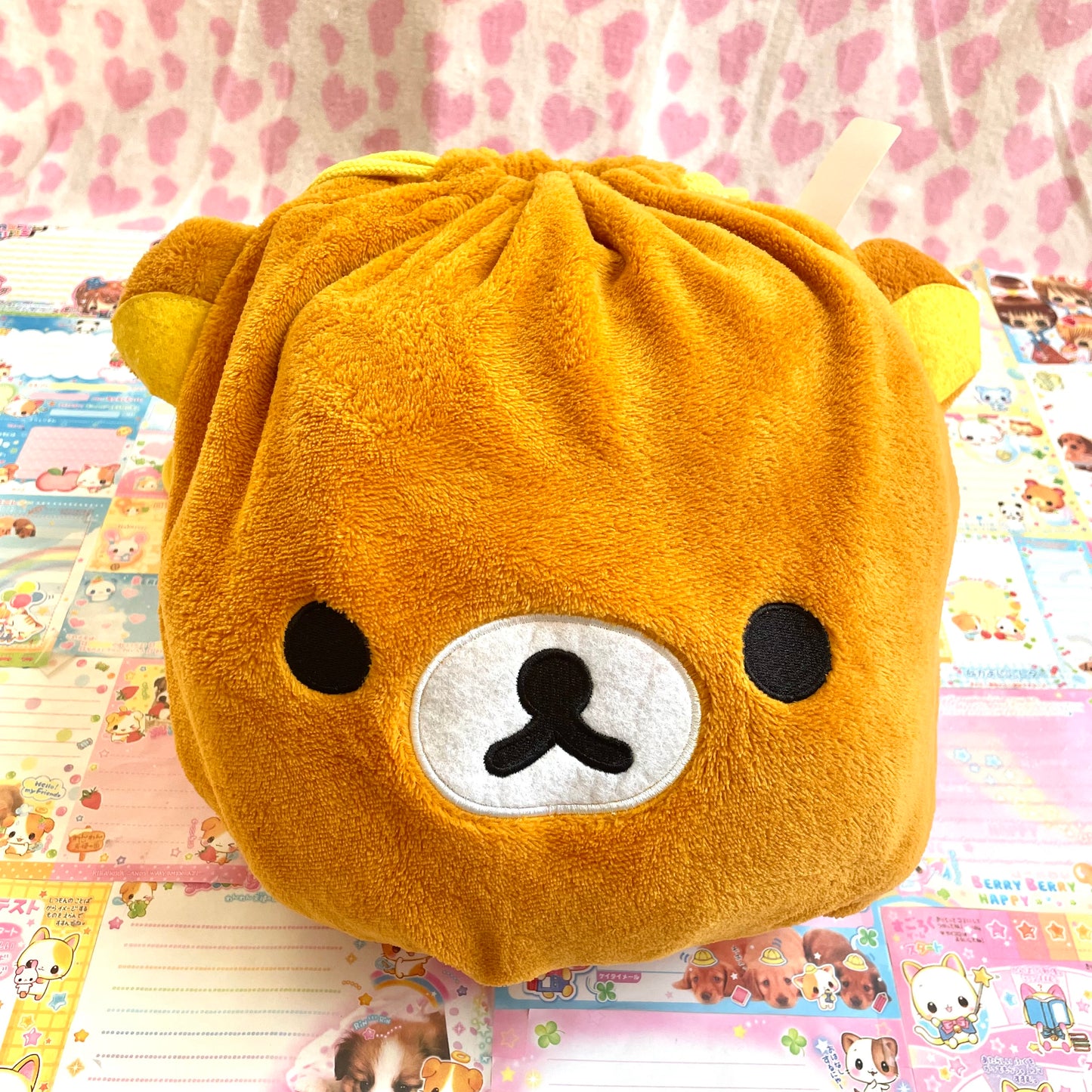 A set of 2 Rilakkuma M Fluffy Roomwear and a Drawstring Bag