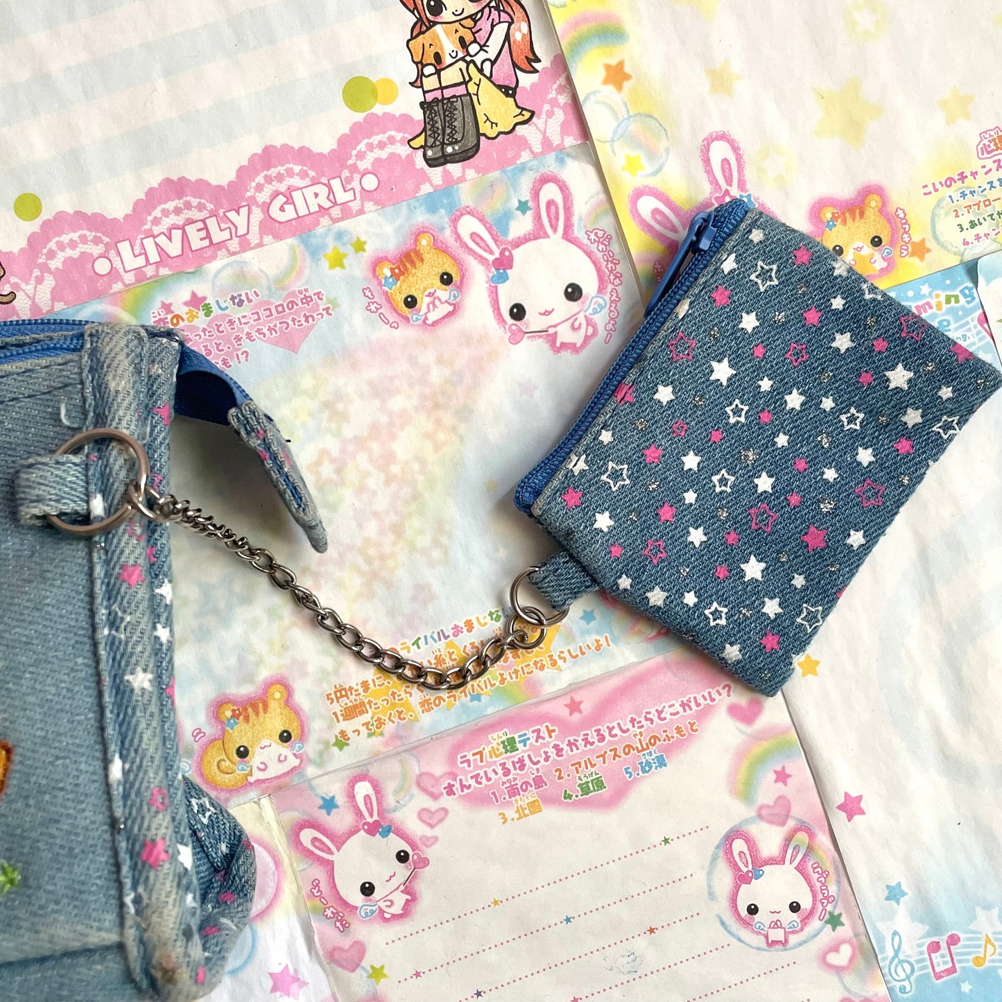 Chiwa World Denim Purse Pencil Case with Mirror