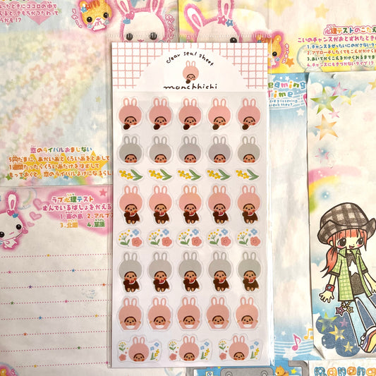 Monchhichi x Furukawashiko Bunny Clear Sticker Sheet