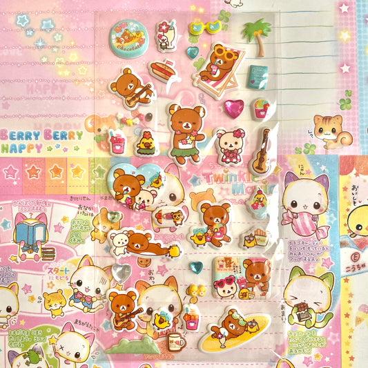 Rilakkuma Hawaii Puffy Sticker Sheet