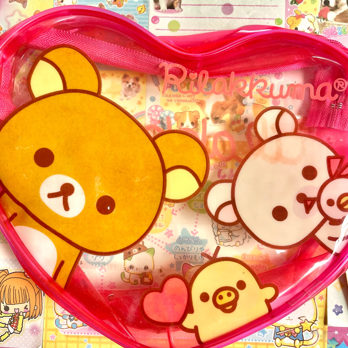 Rilakkuma Heart Shaped Vinyl Pouch