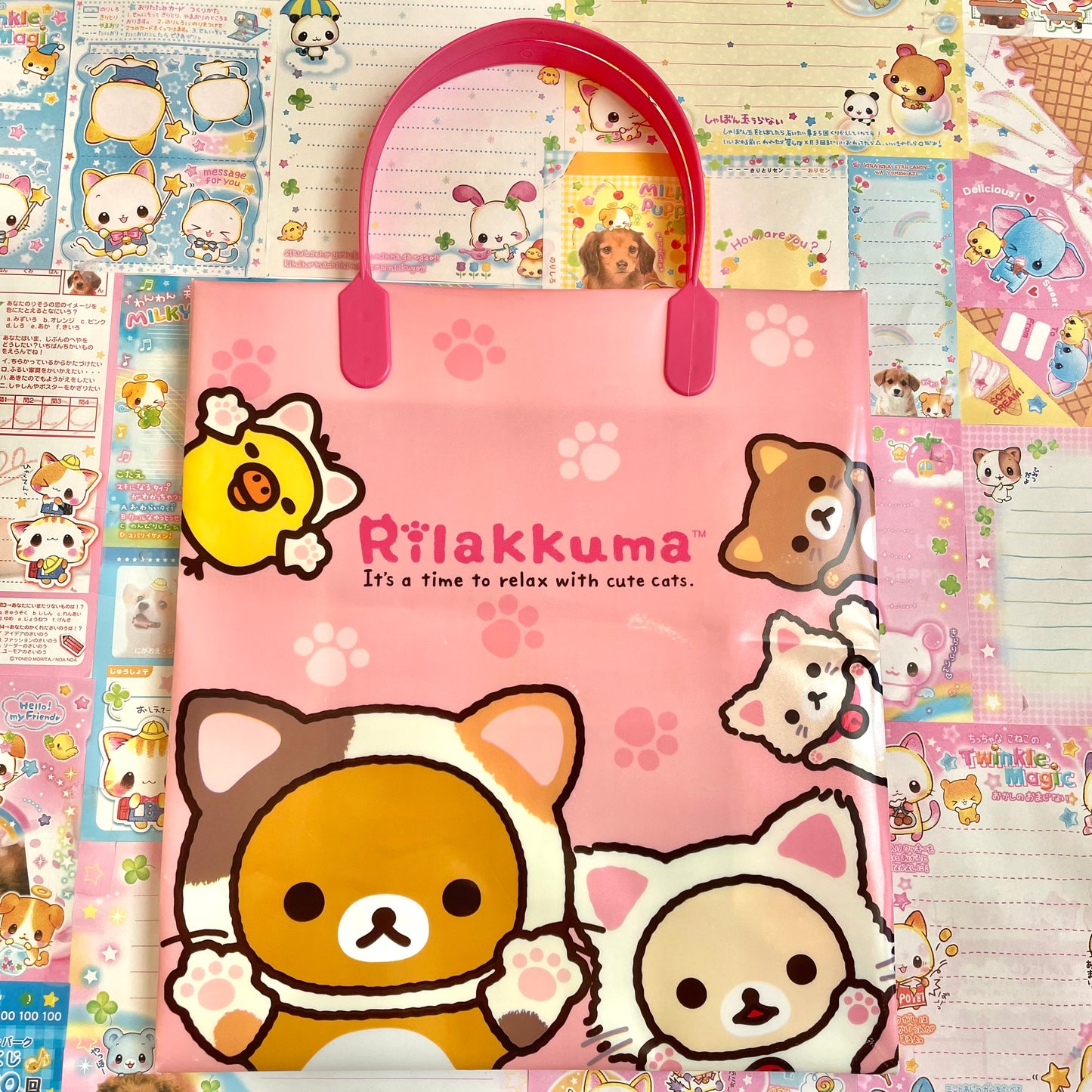 Rilakkuma Relaxing Cat Theme Vinyl Gift Bag