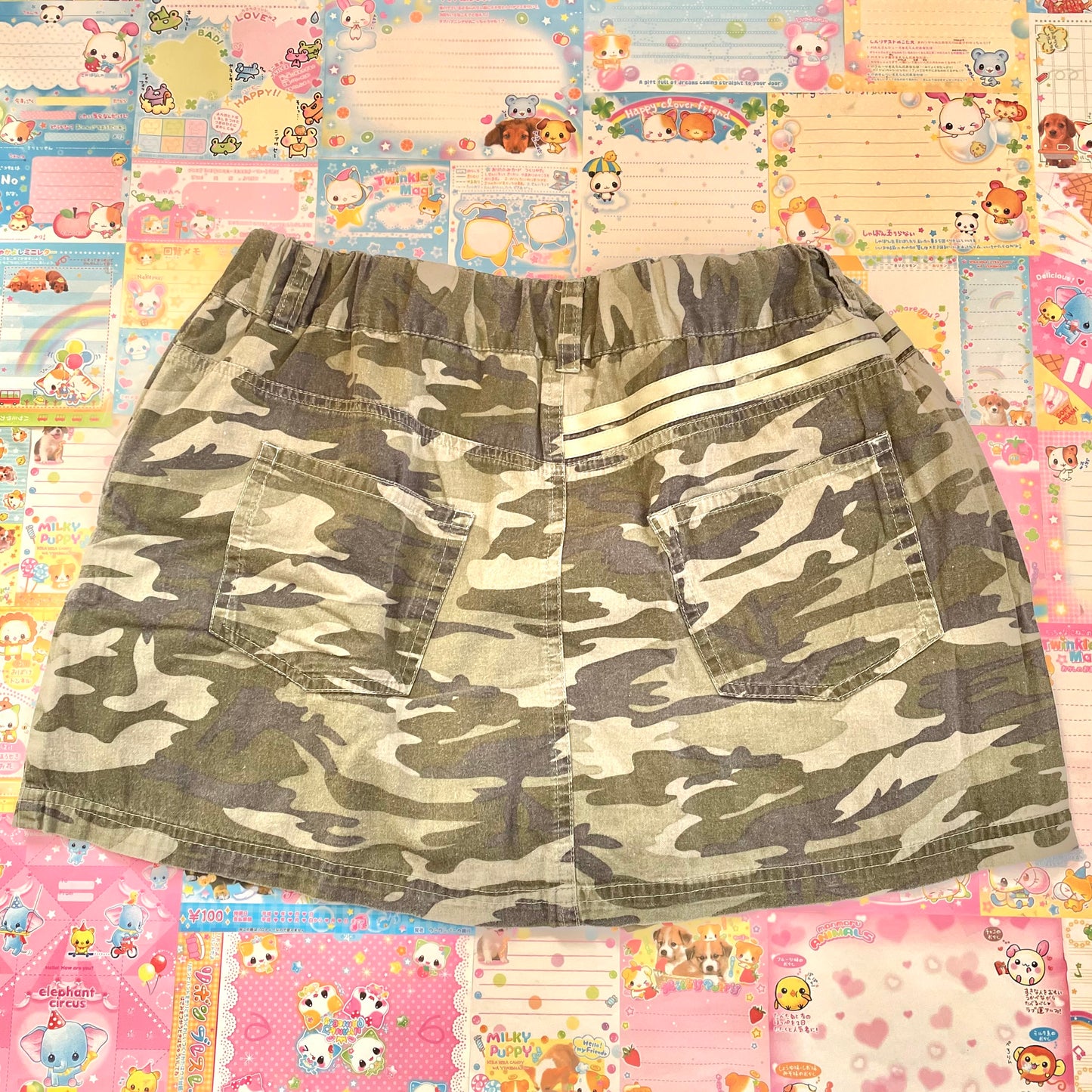 Blue♥︎Cross Girls Spicy Label - Camo Mini Skirt with Ribbon Detail