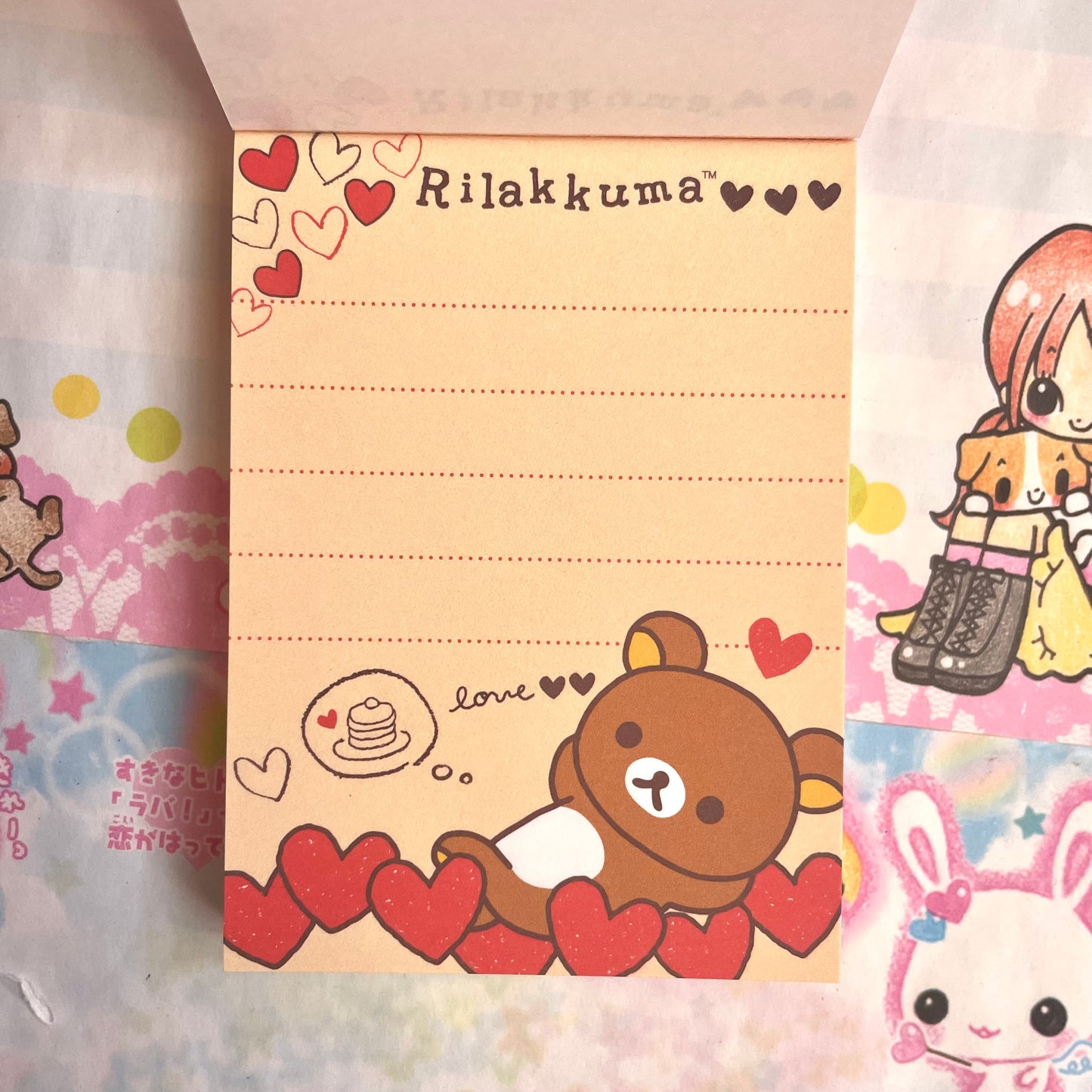 Rilakkuma Hearts Memo Pad