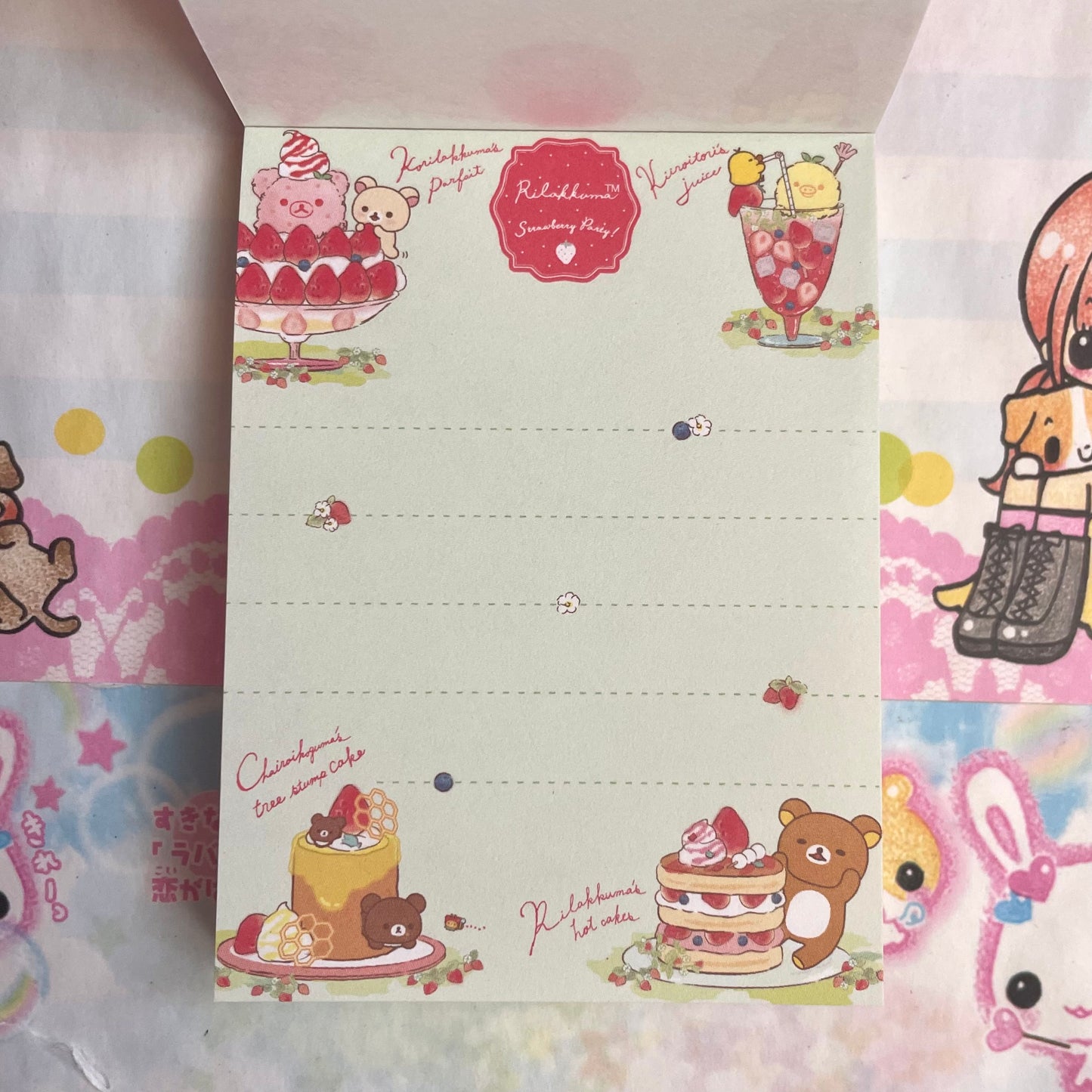 Rilakkuma Strawberry Party! Chairoikoguma Memo Pad