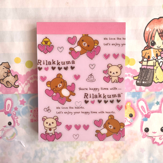 Rilakkuma Hearts Memo Pad