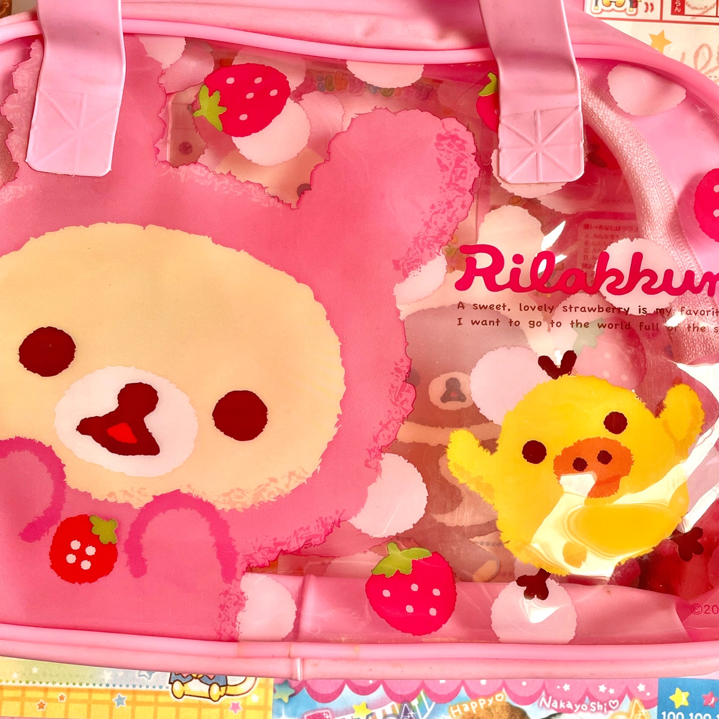 Rilakkuma Strawberry Rabbit Small Vinyl Bag