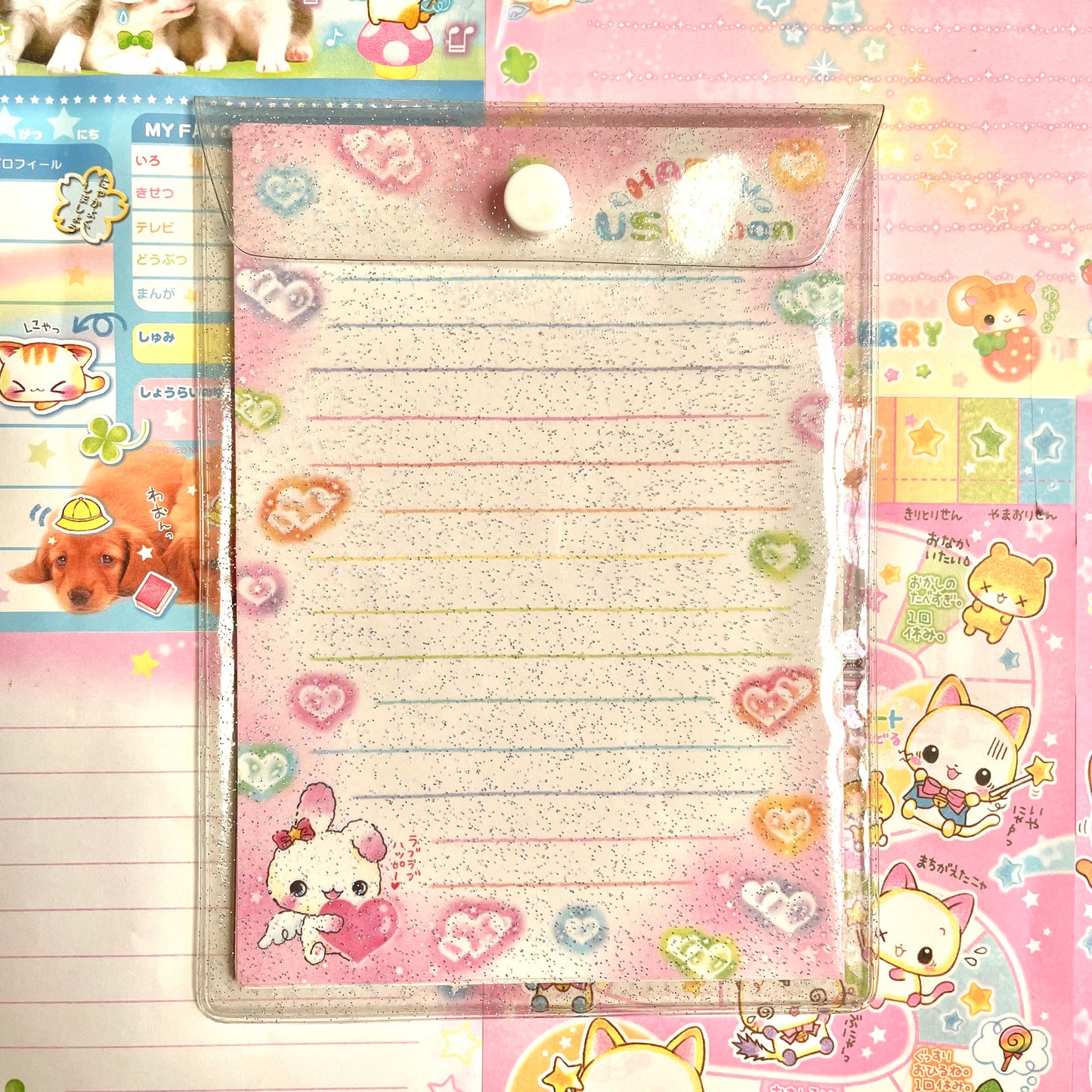 Happy Usachan Letter Paper Set in Glittery Envelope