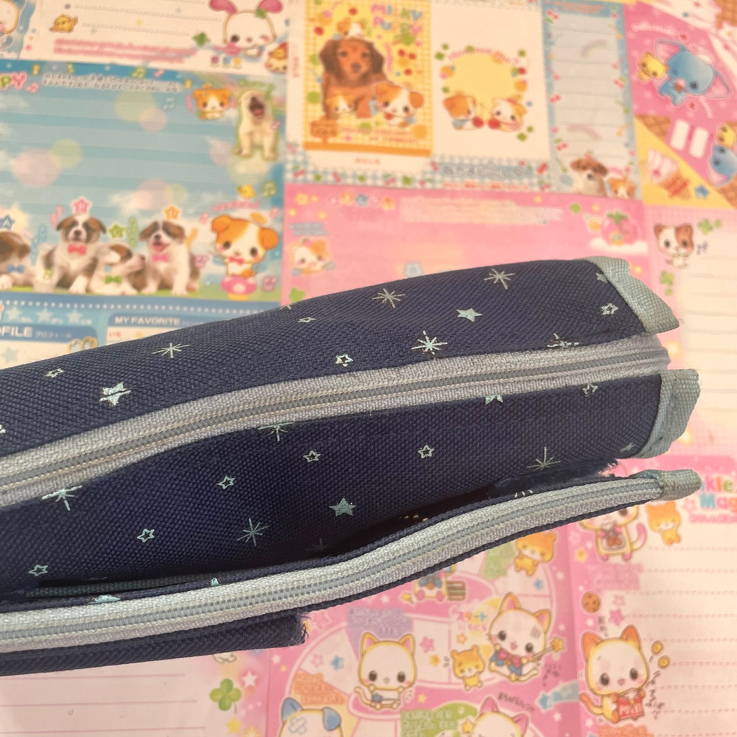 Twin Angels Denim Pencil Case