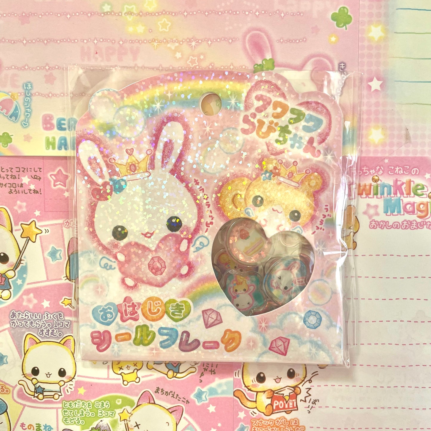 Fluffy Rabi-chan Marble Flake Stickers