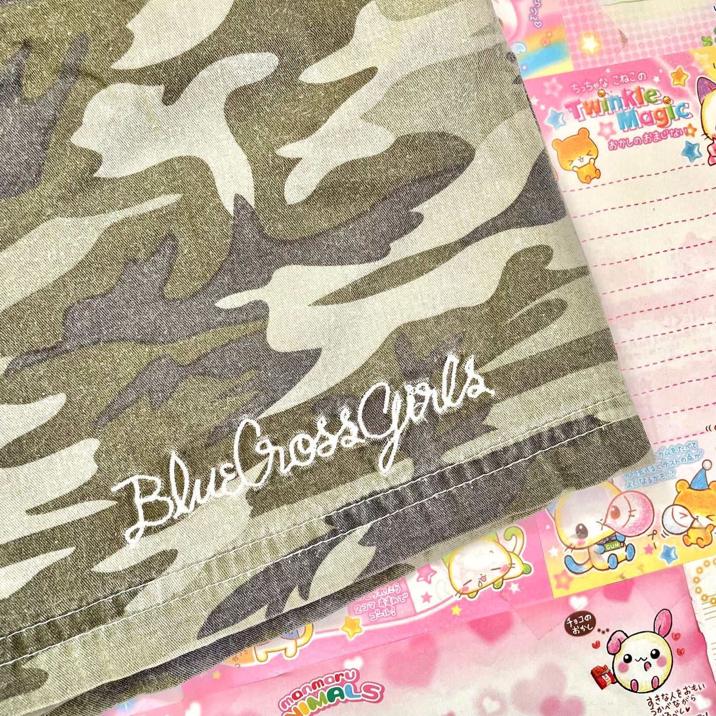 Blue♥︎Cross Girls Spicy Label - Camo Mini Skirt with Ribbon Detail