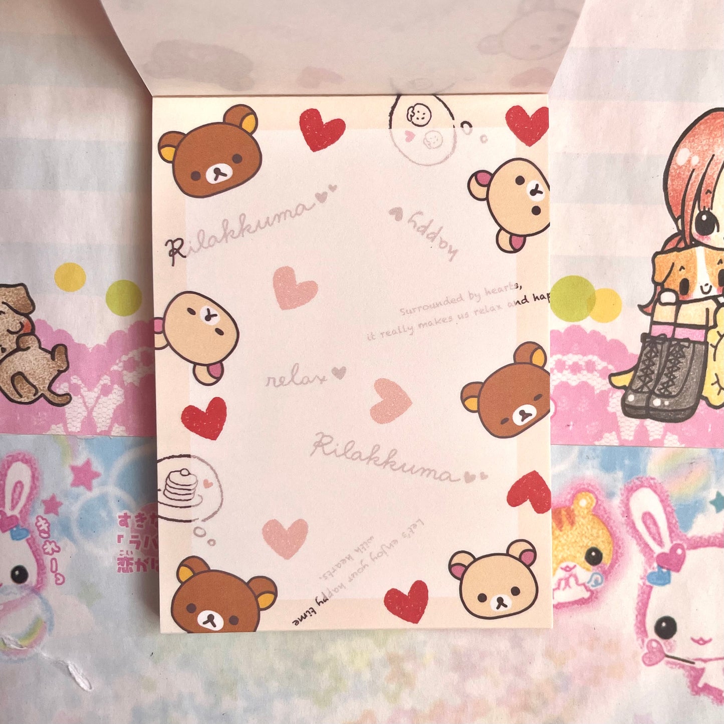 Rilakkuma Hearts Memo Pad